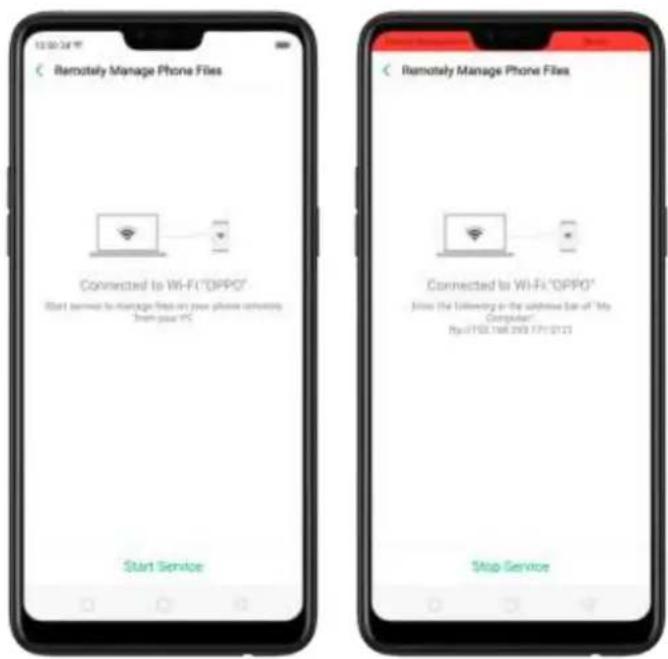 Remotely Manage Phone Files Connected to Wi-Fi("OPPO") Start service to manage file on your phone cornering from your PC Start Service Remotely Manage Phone Files Connected to Wi-Fi("OPPO") Join the following in the website (as of "My Computer") http://168.168.2007/01/01/23 Stop Service