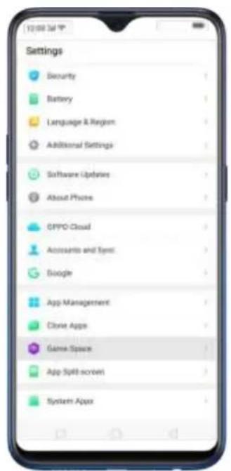Settings Security Battery Language & Region Additional Settings Software Updates About Phones OPPO Cloud Accessants and Systems Google App Management Clone Apps Game Space App Split Screen System Apps