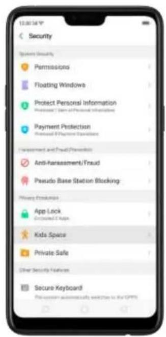12:00:34 Security Spreads Security Permissions Floating Windows Protect Personal Information Professional Data at Personal Information Payment Protection Personal & Payment Operations Management and Fraud Prevention Anti-Passessment/Fraud Pseudo Base Station Blocking Privacy Production App Lock Created C. Haps Kids Space Private Safe Other Security Features Secure Keyboard This system automatically switches to the GPRS