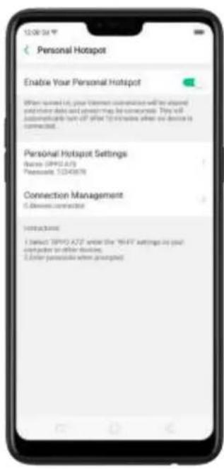 Personal Hotspot Enable Your Personal Hotspot When signed up, your Internet communication will be opened and monitor data and view that may be necessary. They will automatically test -0F (0F4 12/19/2026 when we device is connected. Personal Hotspot Settings Names: (RPM2.A7J) Password: 53343678 Connection Management © Devices connected In each case: 1 Select: (RPM2.A7J) under the "R-FF" settings in your computer to other devices; 2 Enter password when prompted