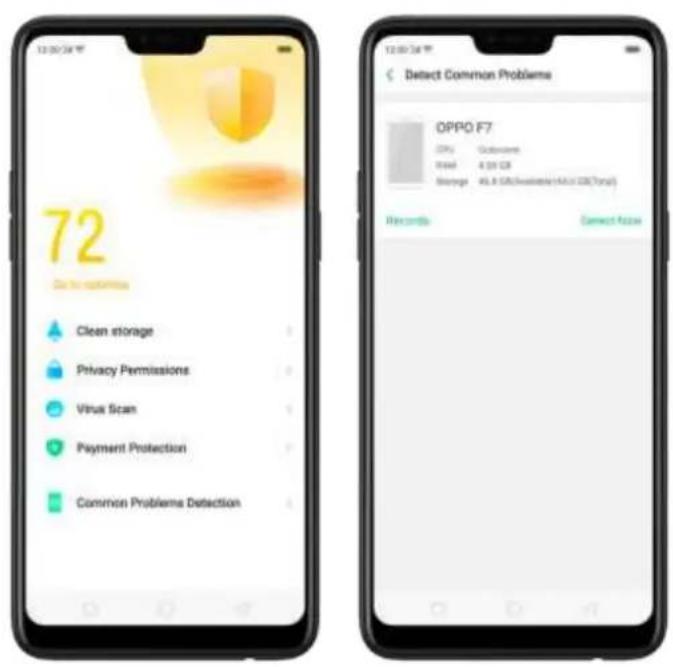 13:00:54 72 Do not support Clean storage Privacy Permissions Virus Scan Payment Protection Common Problems Detection Detect Common Problems OPPO F7 OPPO Lockdown Tested 4 (1) GB Storage 46.8 GB (available) (4x 1 GB/Total) Records Correct Access