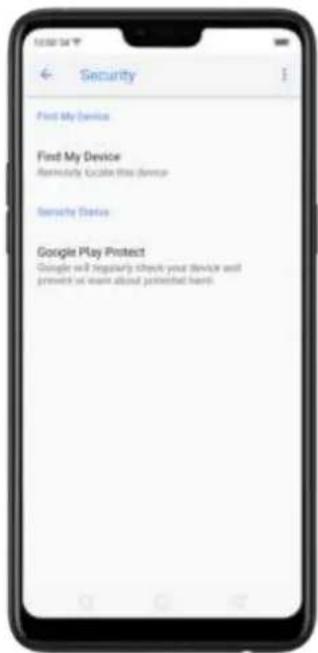 Security Find My Device Find My Device Immediately Guide this device Security Status Google Play Protect Google will regular its check your device and protect us when about potential hands.