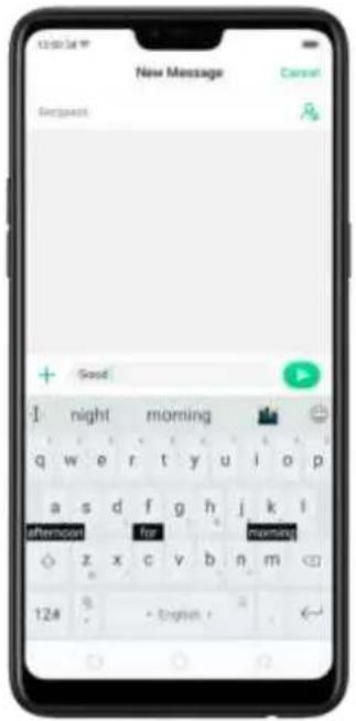 New Message Request Good night morning a s d f g h j k l afternoon for morning z x c v b n m 124 S - English