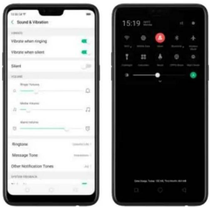 Sound & Vibration Vibrates Vibrate when ringing Vibrate when silent Silent VOLUME Ringer Volume Midline Volume Ringer volume Rington Message Tone Other Notification Tones Uniform Resource 15:19 15:19 Date: August, Today 15:19, July 2023, 04:18:48