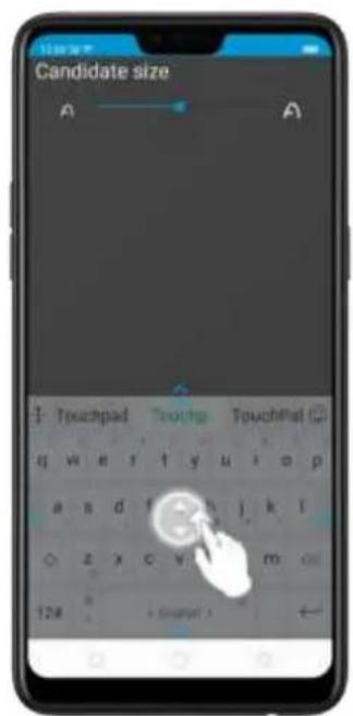 Candidate size Touchpad Touchpad TouchPad