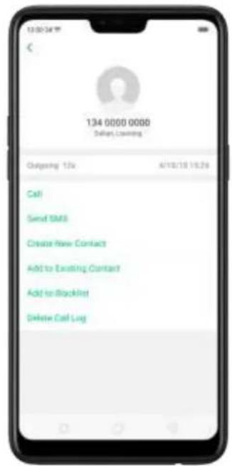 134 0000 0000 Setup, Ordering Outgoing 12x A/10/19 10:26 Call Send SMS Create New Contact Add to Existing Contact Add to Blocked Delete Call Log