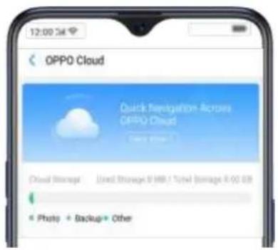 12:00:56 OPPO Cloud Quick Navigation Across OPPO Cloud Cloud Storage | Used Storage & HIB / Total (storage: 8-00 03) Photop | Backup | Other