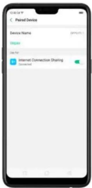 Paired Device Device Name Status Site For: Internet Connection Sharing Connected