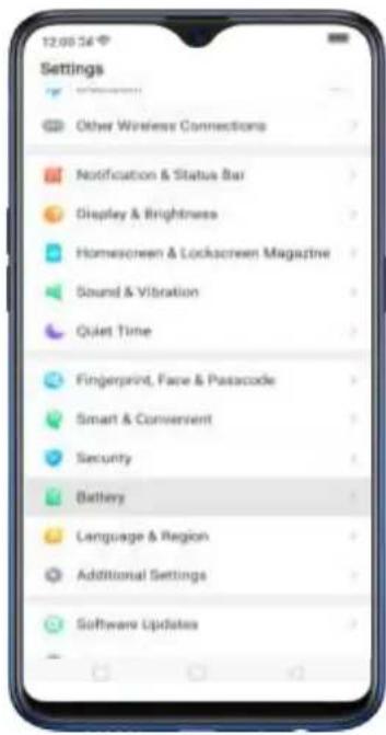 Settings Other Wireless Connections Notification & Status Bar Display & Brightness Homescreen & Lockscreen Magazine Sound & Vibration Quiet Time Fingerprint, Face & Pasacode Smart & Convenent Security Battery Language & Region Additional Settings Software Updates