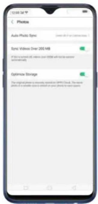 Auto Photo Sync Sync Videos Over 200 MB If this is turned out, videos (over 200 MB will be used automatically) Optimize Storage The original video is uniquely opened on WiFi Cloud. This version (this is a portable icon) is closed on your photos for easy access