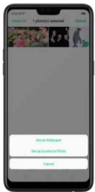 1 photo(x) selected Set as Wallpaper Set as Connects Phone Cancel