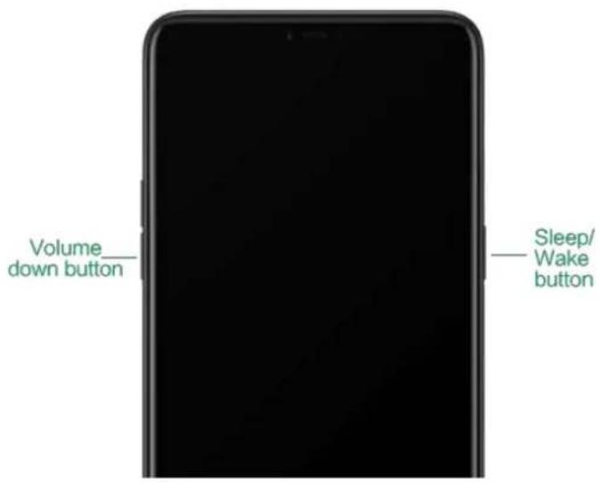 Volume down button Sleep/ Wake button