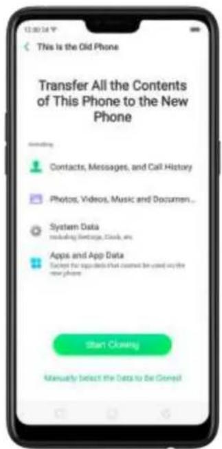 This is the Old Phone Transfer All the Contents of This Phone to the New Phone Starting Contacts, Messages, and Call History Photos, Videos, Music and Document... System Data including Settings, Cards, etc. Apps and App Data Accepts that apps do not have been used on the new phone Start Closing Manually select the Data to Be Closed