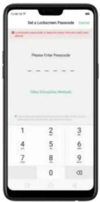 Set a Lockscreen Passcode Please Enter Passcode Other Emphasis Methods 1 2 3 4 5 6 7 8 9 0