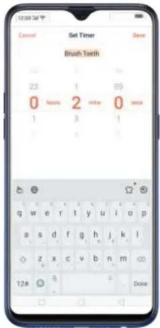 12:00 Sat Cronut Set Timer Brush Teeth 23 0 1 2 0 1 3 1 4 5 6 7 8 9 10 11 12# g w e r t y u i o p a s d f g h j k l z x c v b n m 12# Done