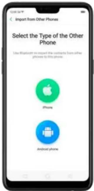 Import from Other Phones Select the Type of the Other Phone Use Bluetooth to import the interfaces from other phones to this phone. iPhone Android phone