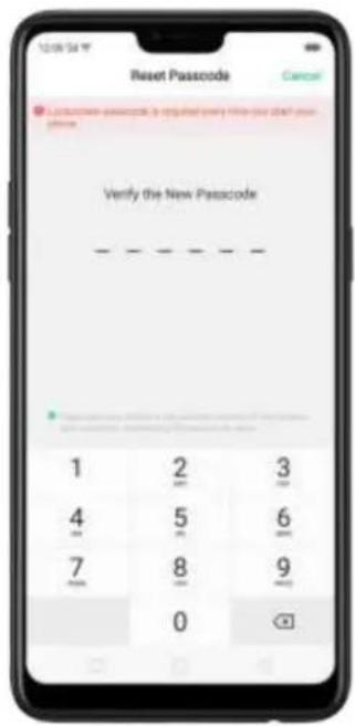 Reset Passcode Cancel Verify the New Passcode 1 2 3 4 5 6 7 8 9 0