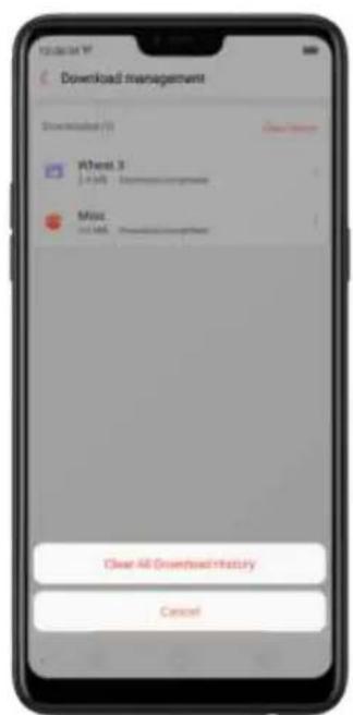 Download management Download (S) Clear All Download History Cancel