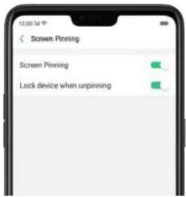 Screen Pinning Screen Pinning Lock device when unpinning