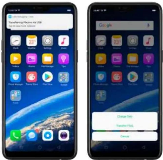 12:00:34 USB Subgging - www Transferring Photos via USB Tap to like mobile applications Clock Weather Settings Music Video Music File Manager Topic Phone Manager Theme Store Play Store Systems Tools Google Change Only Transfer Files Cancel