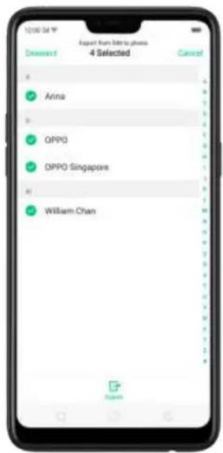 12:00 PM Export from Internet phones 4 Selected Dearest Cancel Anna OPPO OPPO Singapore William Chan