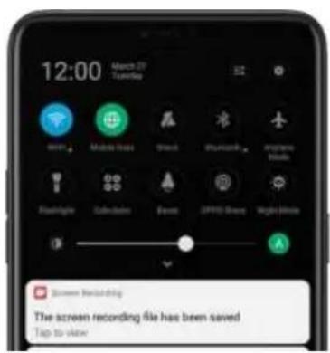 12:00 March 27 Tuesday ESPN Mobile Tools Block Apache Apache Flashlight Cable Sudan Event OPPO Share Right Watch Screen Backloging The screen recording file has been saved Tap to view