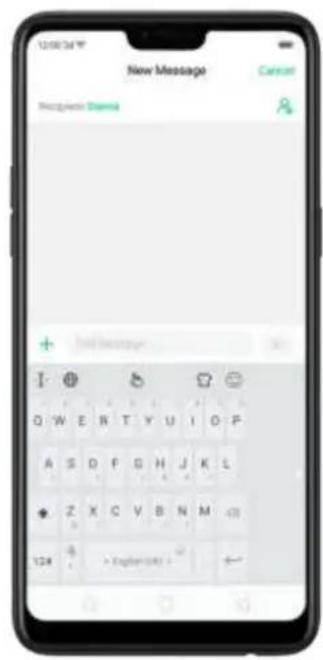 New Message Recognize Cancel + New Message I Q W E N T Y U I O P A S D F G H J K L Z X C V B N M 134 > English (OK) ←