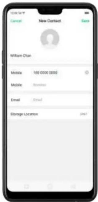 12/06/54 Cancel New Contact Sens William Chan Mobile 180 0000 0000 Mobile Email Email Storage Location SN1