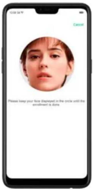 Please keep your face displayed at the circle until the enrollment is done.