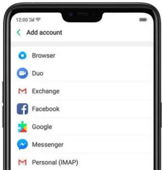 OPPO F7 Youth - Set up other mail and calendar accounts - 2