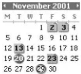 November 2001 M T W T F S S 5 6 7 8 9 10 11 12 13 14 15 16 17 18 19 20 21 22 23 24 25 26 27 28 29 30
