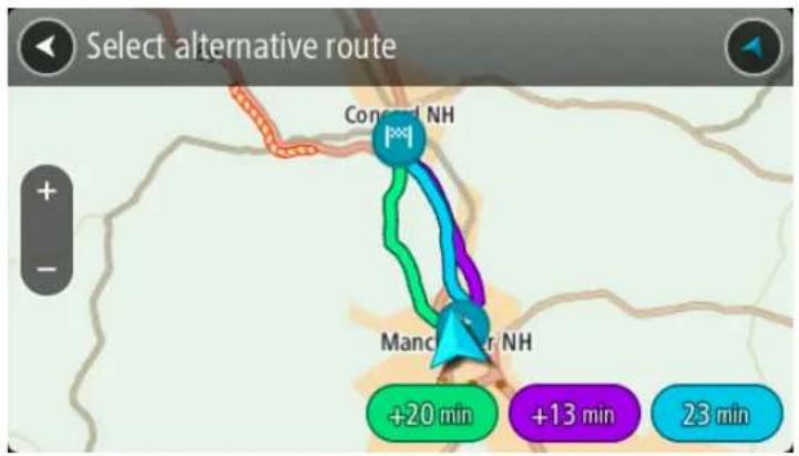 Select alternative route + - Concord NH Manchlear NH +20 min +13 min 23 min