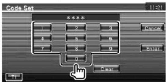Code Set 1:21 **** 1 2 3 4 5 6 7 8 9 0 Clear Cancel Enter TI