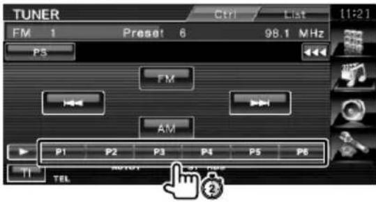 TUNER FM 1 Preset 6 98.1 MHz PS FM AM P1 P2 P3 P4 P5 P6 TI TEL MOTORY 2