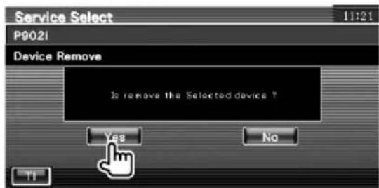Service Select P0021 Device Remove Is remove the Selected device ? Yes No TI