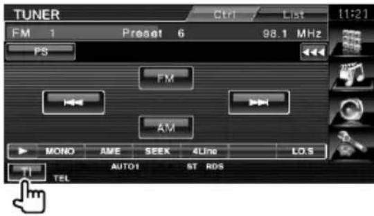 TUNER CFI List 11:21 FM 1 Preset 6 98.1 MHz PS FM AM MONO AME SEEK 4Line LO.S AUTO ST RDS TI TEL