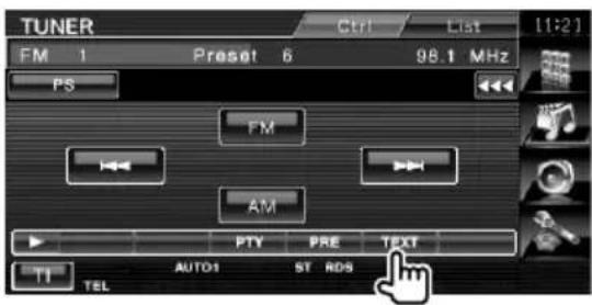TUNER FM 1 Preset 6 98.1 MHz PS FM AM PTY PRE TEXT AUTO1 ST RDS TI TEL