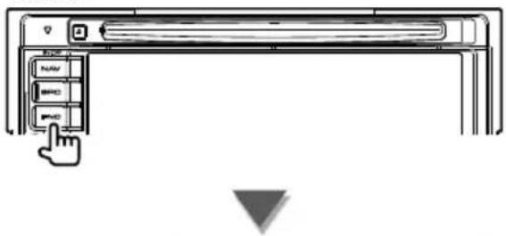 Diagram showing a hand interacting with a device panel, labeled with icons for menu, button, and control buttons.