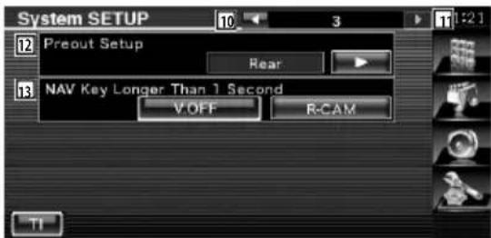 System SETUP 10 3 12 Prewout Setup Rear 13 NAV Key Longer Than 1 Second V.OFF R-CAM TI