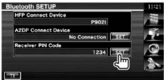 Bluetooth SETUP HFP Connect Device P902i A2DP Connect Device No Connection SET Receiver PIN Code 1234 SET TI