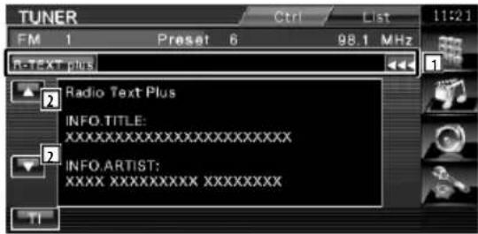 TUNER FM 1 Preset 6 98.1 MHz R-TEXT plus Radio Text Plus INFO.TITLE: XXXXXXXXXXXXXXXXXXXXXX INFO.ARTIST: XXXX XXXXXXXXXXX XXXXXXXX TI