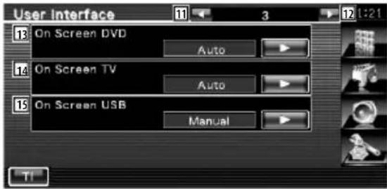 User interface 13 On Screen DVD Auto 14 On Screen TV Auto 15 On Screen USB Manual TI