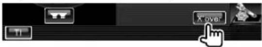 User interface toolbar with navigation buttons and a hand cursor pointing to the 'X' button