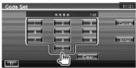 Code Set 1:21 * * * * 1st 1 2 3 4 5 6 7 8 9 0 Clear Cancel Enter TI