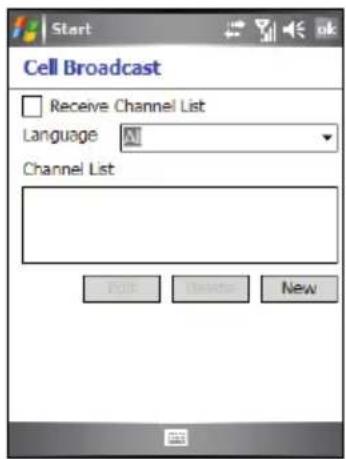 Start Cell Broadcast Receive Channel List Language Channel List Post New