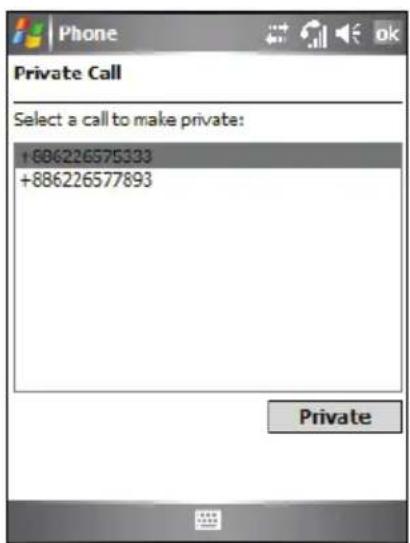 Phone Private Call Select a call to make private: +886226575333 +886226577893 Private
