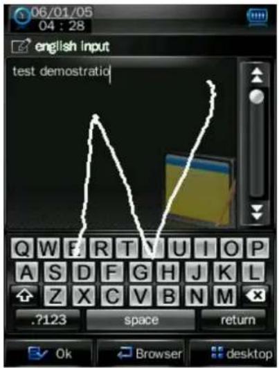 06/01/05 04:28 english input test demostratio Q W E R T V U I O P A S D F G H J K L Z X C V B N M .7123 space return Ok Browser desktop