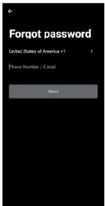 Forgot password United States of America +1 Phone Number / E-mail Next