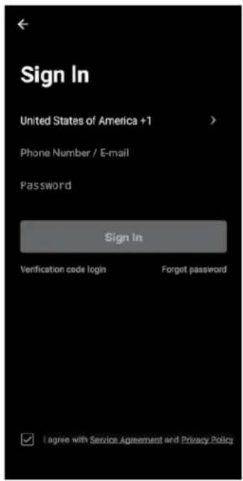 Sign In United States of America +1 > Phone Number / E-mail Password Sign In Verification code login Forgot password ✓ I agree with Service Agreement and Privacy Policy