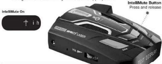 IntelliMute On + i h INTelliMute Button Press and release Laser VOL MEN TEXT DISPLAY